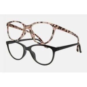 M+ Youth Blue Light Glasses‎ 2 Pack Black and Pink Tortoise Cat Eye NEW